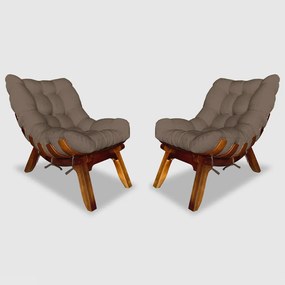 Conjunto 2 Poltrona Decorativa Costela Veludo Cappuccino