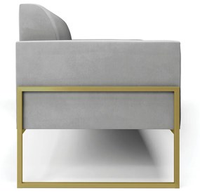 Sofá Namoradeira Base Industrial Alta Dourado Marisa Suede D03 - D'Rossi - Cinza