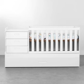 Berço Multifuncional Luna com Cama Auxiliar - Branco Fosco