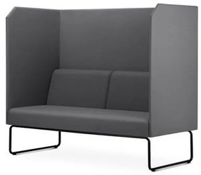 Sofa Privativo Pix com Divisoria e Assento Crepe Cinza Base Aco Preto - 55081 Sun House
