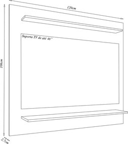 Painel para TVs até 50 Linden MDP/BP com 2 Prateleiras Preto G96 - Gran Belo