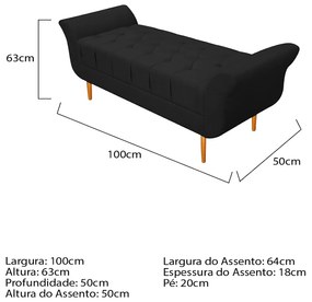 Recamier Estofado Ari 100 cm Solteiro Corano Preto - ADJ Decor