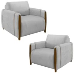 Kit 2 Poltronas Decorativas para Sala de Estar 98cm Amaranto Z32 Velud