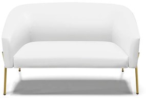 Sofá 2 Lugares Namoradeira Pé de Ferro Dourado Stella Sintético D03 - D'Rossi - Branco