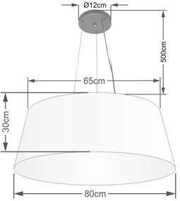 Lustre Pendente Cone Md-4072 Cúpula em Tecido 30/80x65cm Rustico Cinza - Bivolt