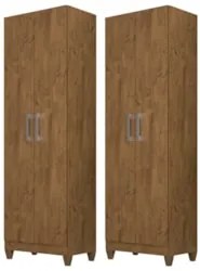 Kit 2 Armários Multiuso Organizador 2 Portas Astrid Z17 Castanho Wood