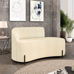 Sofá 2 Lugares Orgânico 140cm Pé Ferro Preto Morgan Bouclê D03 - D'Rossi - Bege