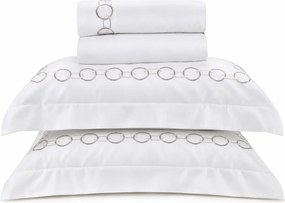 Jogo de Cama Literie Cetim 300 Fios Ellos Branco e Grafite - Queen  Queen