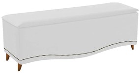 Calçadeira Estofada Yasmim 160 cm Queen Size Corano Branco - ADJ Decor