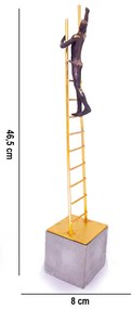 Escultura Decorativa Homem Escada Em Poliresina Preto/dourado 46,5 Cm - D'Rossi