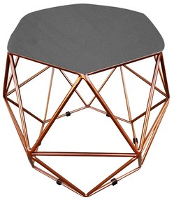 Puff Aramado Hexágono Decorativo Industrial Cobre com Suede D03 - D'Rossi - Grafite