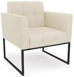 Poltrona Base Industrial Preto Kit 2 Ana Linho Bege - Ibiza