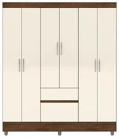 Guarda Roupa Ideal 6 Portas Plus Imbuia/Champanhe – Vila Rica Móveis