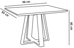 Mesa de Jantar Brenda 160x90 Cm Off White Com Base de Madeira Ipê N01 - D'Rossi