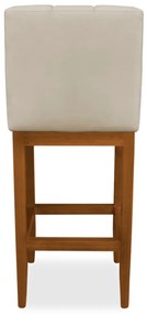 Banqueta Alta Sueli Base Madeira Maciça Estofada Suede Nude