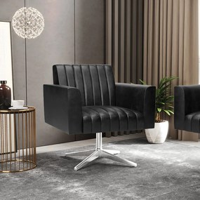 Poltrona Giratória Viena Gomada Corano Base Cromada D03 - D'Rossi - Preto