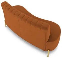 Sofá 2 Lugares 160cm Pés Aço Dourado Tamar Veludo Terracota Z08 - Mpoz