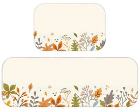 Jogo Tapete de Cozinha Floral Branca 2 Peças