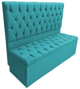 Cabeceira com Calçadeira Baú Casal King 195cm Nicole Suede Turqueza - Sheep Estofados - Água