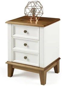 Mesa de Cabeceira Filipa 3 Gavetas cor Branco 42cm - 64398 Sun Houser