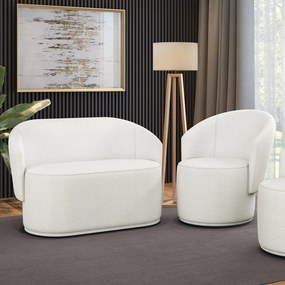 Sofá Namoradeira e Poltrona Orgânica para Sala Malu Bouclê M11 - D'Rossi - Off White