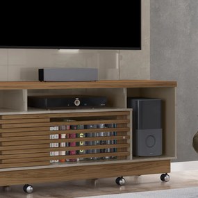 Estante de TV 60 Pol 200cm com Rodízio Sala de Estar Lumari Fendi/Naturale M20 - D'Rossi