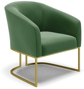Namoradeira e Poltrona Base Industrial Dourado Stella Suede D03 - D'Rossi - Verde