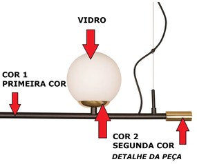 Pendente Vittu 120X30Cm 2Xmr16 Gu10 + 1Xe27 G45 / Cabo Aço Chumbador +... (BT - Branco Texturizado, FOSCO)