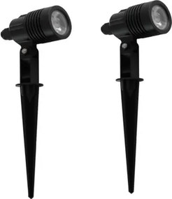 Kit 2 Espetos Led Abs Preto 3w 38° 3000k Ip65 Optical