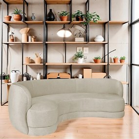 Sofá Curvo 3 Lugares Sala De Estar Recepção Noruega 180cm Linho - ADJ Decor