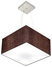Lustre Pendente Quadrado Md-4005 Cúpula em Tecido 21/35x35cm Café - Bivolt
