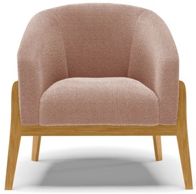 Poltrona Decorativa Base Madeira Stella PU Preto/Bouclê D03 - D'Rossi - Rose