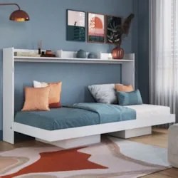 Cama Solteiro Infantil Articulação Horizontal Isis Branco A05 - Mpozen