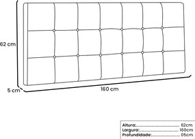 Painel Verona Para Cama Box Queen 160 cm Corino S04 - D'Rossi - Bege