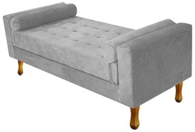 Recamier Félix Queen Size 160cm Suede Cinza - ADJ Decor