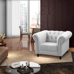 Kit 2 Poltronas Decorativa MaggioreCouro Branco G58 - Gran Belo