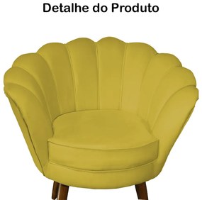 Kit 2 Poltronas Decorativas Pétala Pés Palito Suede Amarelo - Sheep Estofados