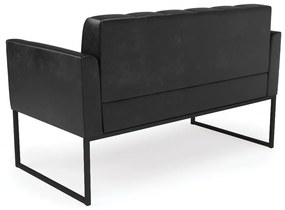 Kit 1 Sofá Namoradeira e 1 Poltrona Elisa Corano Preto Base Metálica Industrial Preto - D'Rossi