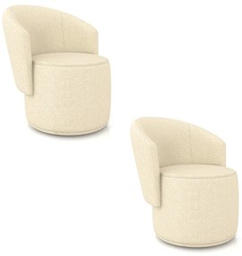 Poltrona Decorativa Orgânica Fixa para Sala kit 2 Malu Linho M11 - D'Rossi - Bege