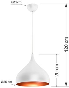 Pendente Gota Mini Alumínio RPX Branco/Cobre Gold 25cm -Startec Bivolt