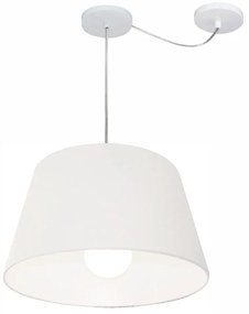 Lustre Pendente Cone Com Desvio Md-4273 Cúpula  21/30x40cm Branco - Bivolt