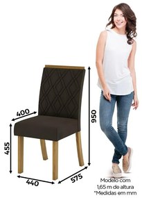Kit Conjunto 2 Cadeiras Vita Sala de Jantar Nature Marrom