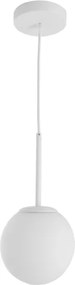 Pendente Vidro Metal Branco Ball