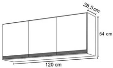 Armário Aéreo de Cozinha 120cm 3 Portas Virgínia Castanho/Cinza - Lumi