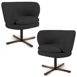 Kit 2 Poltronas Decorativas Melissa Base Xis Giratória Linho D-465 Chu