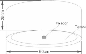 Plafon Para Sala de Estar Cilíndrico SE-3008 Cúpula Cor Algodão Crú Branco