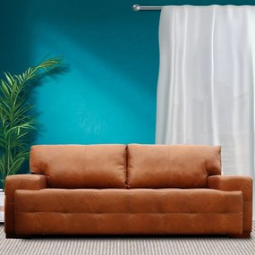 Sofá 3 Lugares Sala de Estar Roma 230 cm Couro Mel G58 - Gran Belo