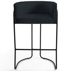 Kit 4 Banquetas Decorativas Base Aço Preto Betina Veludo C-300 Black -