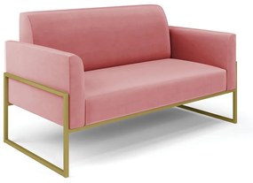 Sofá Namoradeira com Poltrona Base Industrial Alta Dourado Marisa Suede D03 - D'Rossi - Rose