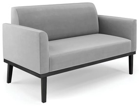 Sofá Namoradeira Base de Madeira Fixa Preto Marisa Suede  D03 - D'Rossi - Cinza